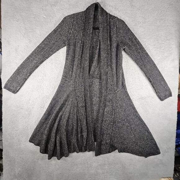CAbi Sweaters - Cabi Cloak Cardigan Womens M Duster Knit Black Gray Open Front Sweater Lagenlook